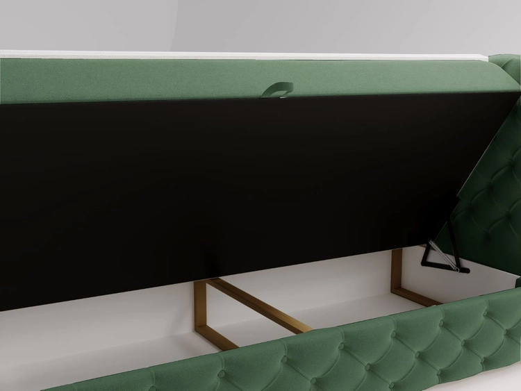 Łóżko kontynentalne z pojemnikiem na pościel 160x200 cm Canolo Zielone