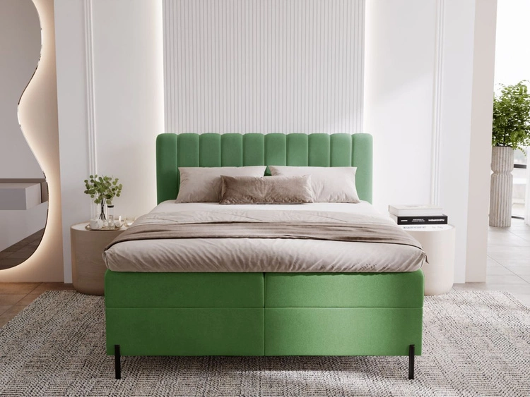 Łóżko kontynentalne z pojemnikiem na pościel 120x200 Primavera Zielone