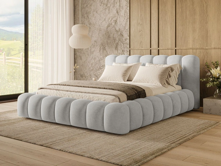 Łóżko tapicerowane z pojemnikiem i stelażem 180x200 Averia Szary