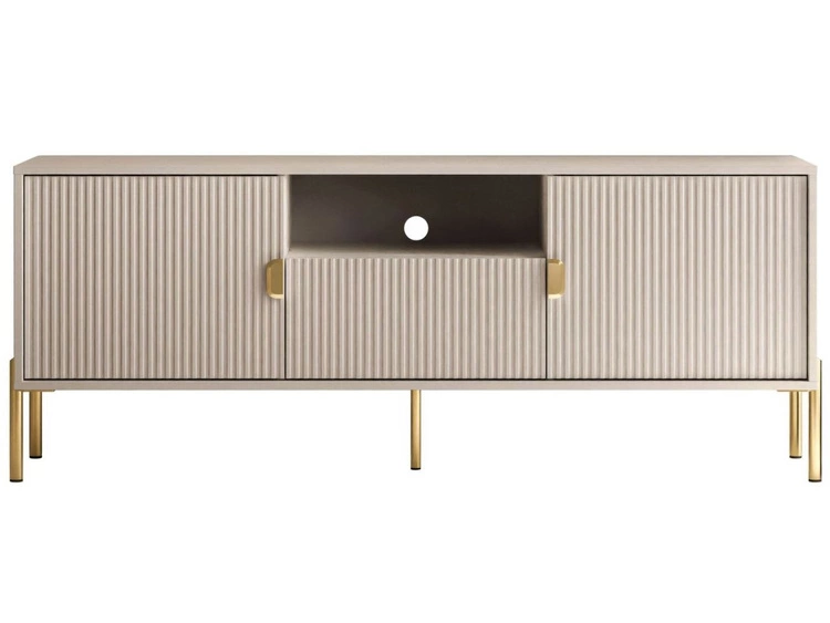 Szafka RTV dwudrzwiowa na złotych nogach z szufladą Orlean kaszmir mat