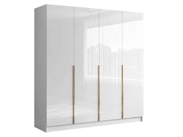 Szafa czterodrzwiowa z drzwiami uchylnymi Ameli Biały Połysk