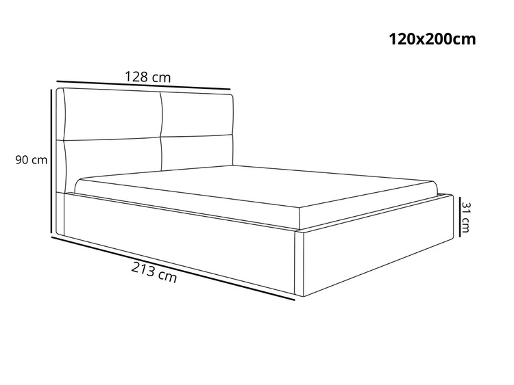 Łóżko tapicerowane z pojemnikiem i stelażem 120x200 Marad granatowe