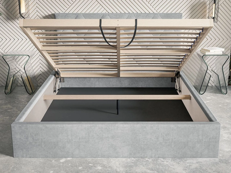 Łóżko tapicerowane z pojemnikiem i stelażem 160x200 Salento czarne