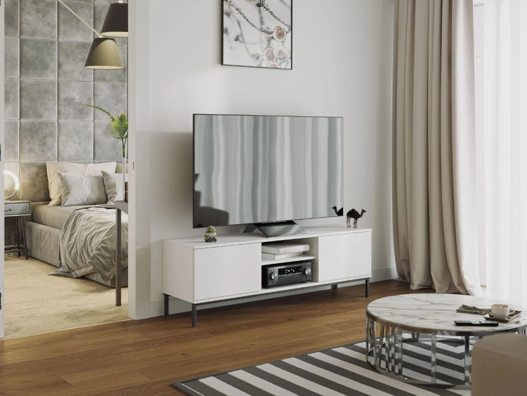 Szafka pod telewizor z drzwiczkami Soroko Biała