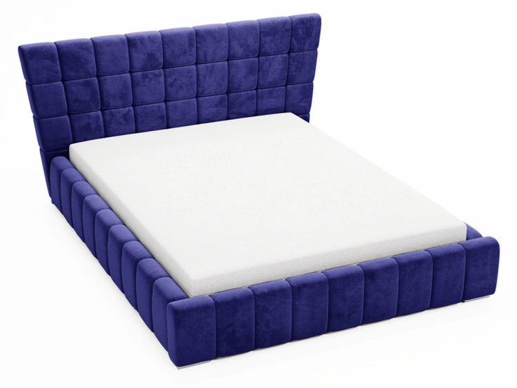 Łóżko tapicerowane z pojemnikiem i stelażem 140x200 cm Paris Niebieskie