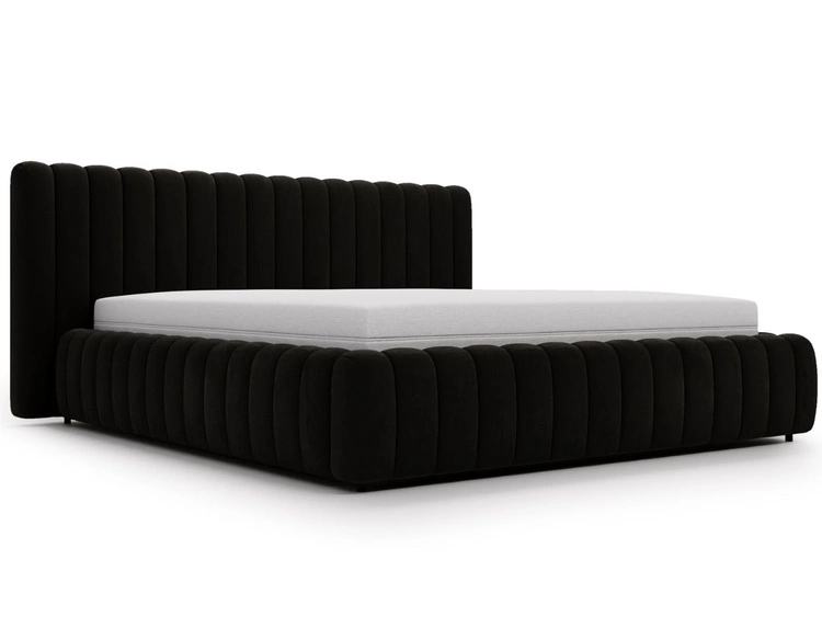 Łóżko tapicerowane z pojemnikiem i stelażem 160x200 Bliss Czarne