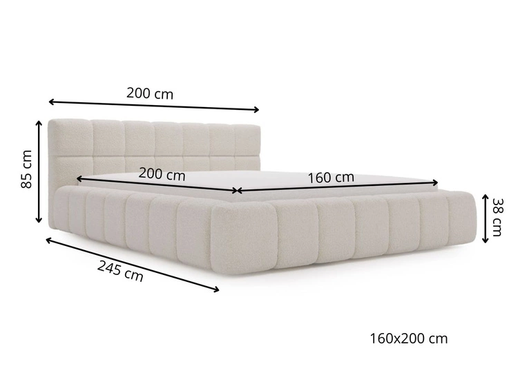 Łóżko tapicerowane z pojemnikiem i stelażem 160x200 Alicante Beżowe