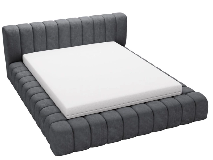 Łóżko tapicerowane z pojemnikiem na pościel i stelażem 140x200 Italia Ciemnoszare