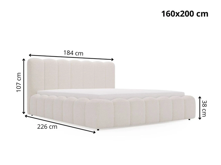 Łóżko tapicerowane z pojemnikiem i stelażem 160x200 Smile Jasnoszare