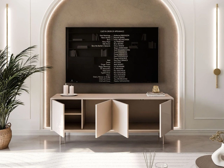 Szafka RTV glamour pod telewizor z drzwiczkami na kaszmirowych nogach Vivance Kaszmir połysk