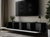 Szafka pod telewizor z drzwiczkami na czarno-złotych nóżkach 200 cm Noaé Czarny Połysk