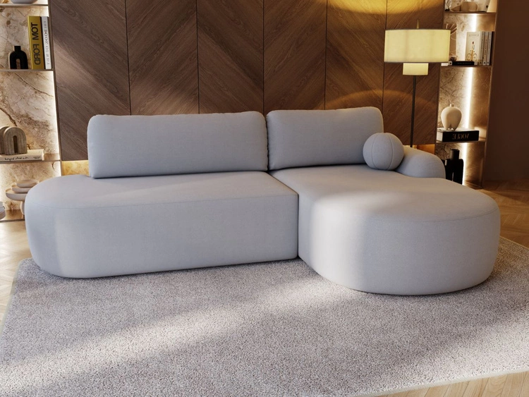 Narożnik L Prawy z funkcją spania i pojemnikiem Aurio O Szary