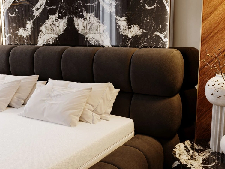 Łóżko tapicerowane z pojemnikiem i stelażem 140x200 Mellow Czarny