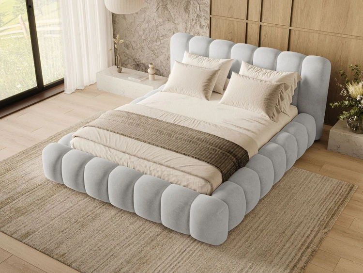 Łóżko tapicerowane z pojemnikiem i stelażem 120x200 Averia Szary