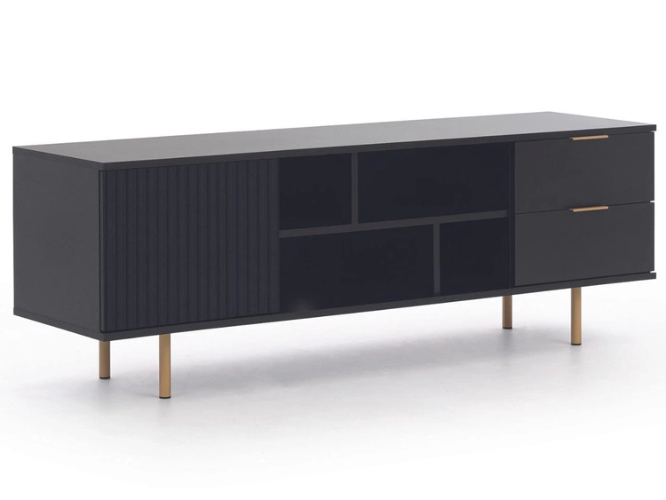 Szafka pod telewizor z szufladami i drzwiczkami Ankara Czarna