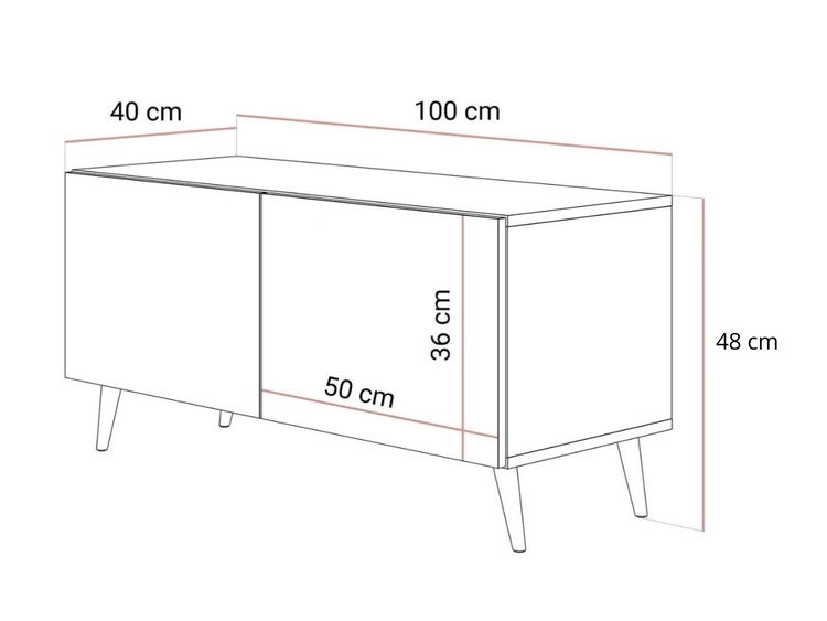 Szafka RTV pod telewizor z drzwiczkami na czarno-złotych nóżkach 100 cm Noaé Czarny połysk