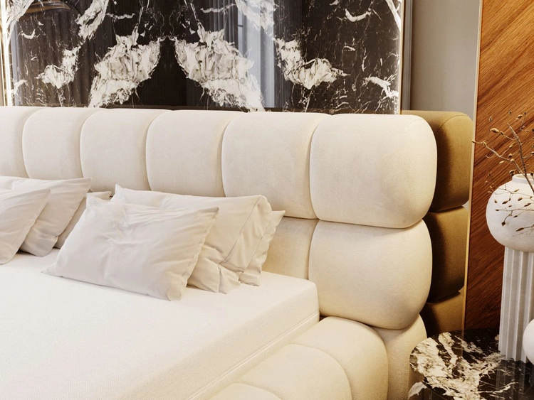 Łóżko tapicerowane z pojemnikiem i stelażem 120x200 Mellow Beżowe