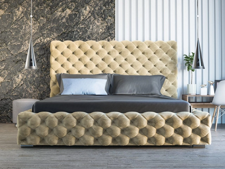 Łóżko tapicerowane z pojemnikiem i stelażem 140x200 Heaven Beżowe