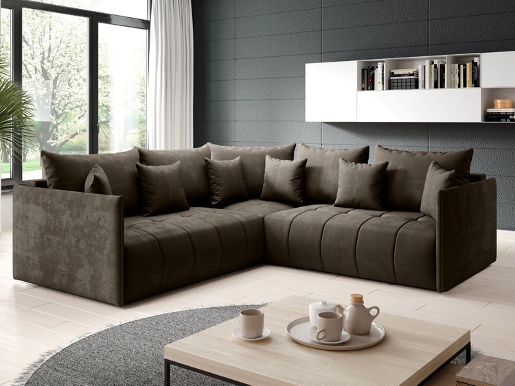 Narożnik L uniwersalny z funkcją spania i pojemnikiem Ardi L Brązowy