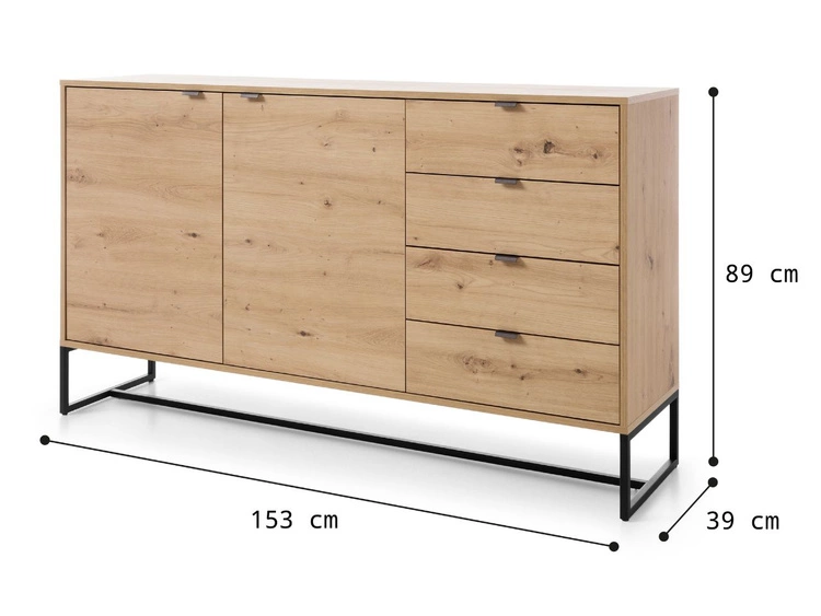 Komoda z drzwiami i szufladami Anime Dąb Artisan