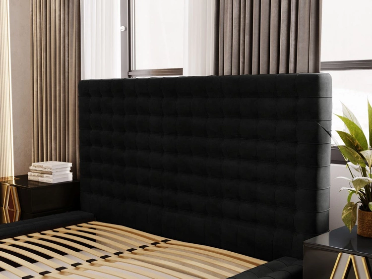 Łóżko tapicerowane z pojemnikiem i stelażem 180x200 Barbados Czarne