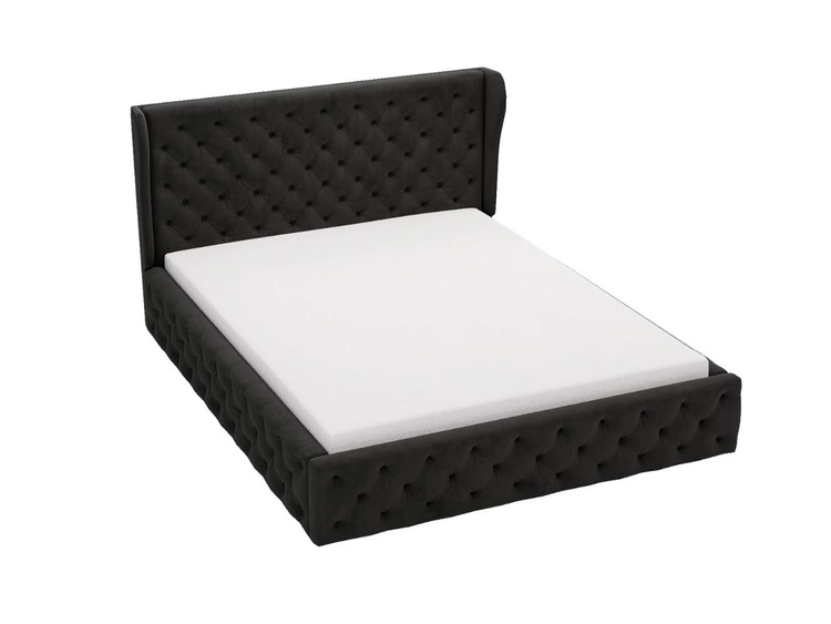 Łóżko tapicerowane z pojemnikiem na pościel i stelażem 200x200 Kingston Czarne