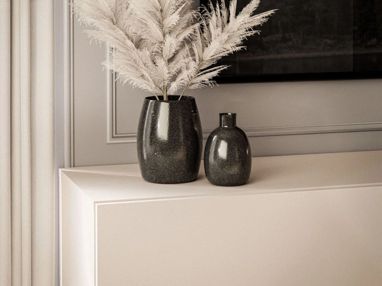 Szafka RTV 90 cm do salonu z oświetleniem LED i czarnymi nóżkami Aurelie Kaszmir mat