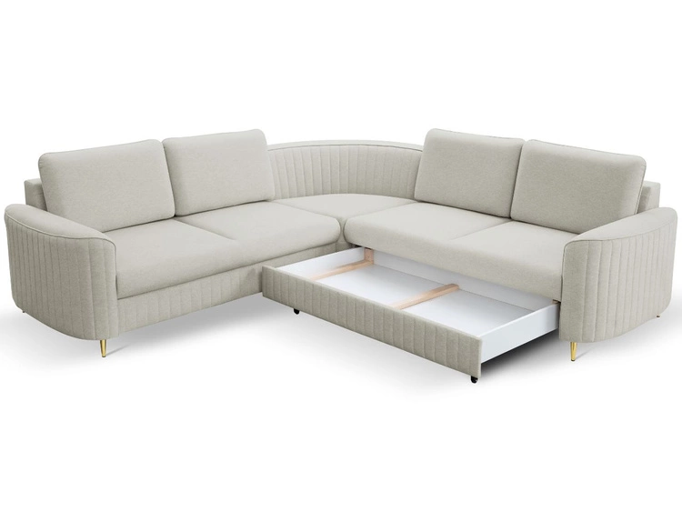 Narożnik L Lewy z funkcją spania i pojemnikiem Limon Jasny szary