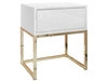 Stolik nocny z szufladą i złotymi nogami Brisa biały połysk