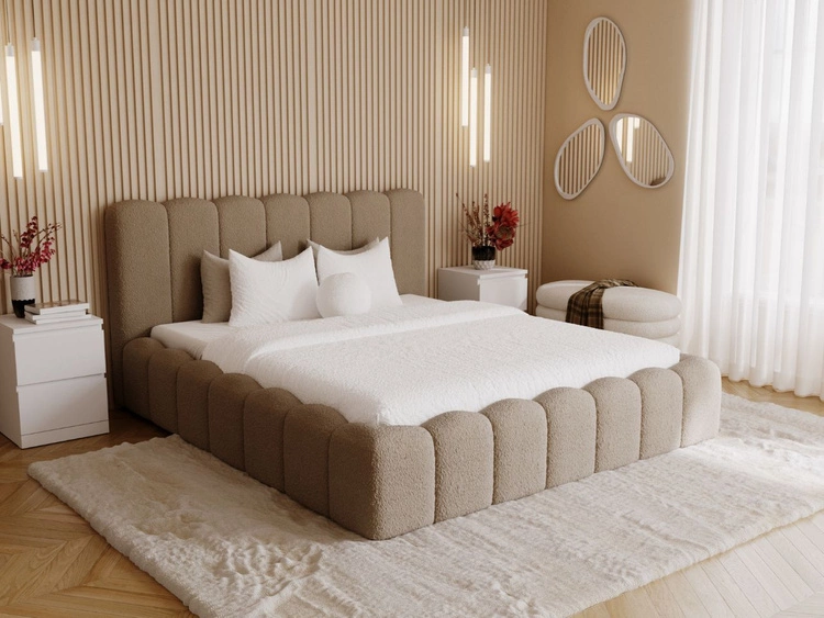 Łóżko tapicerowane z pojemnikiem i stelażem 120x200 Smile Brązowe