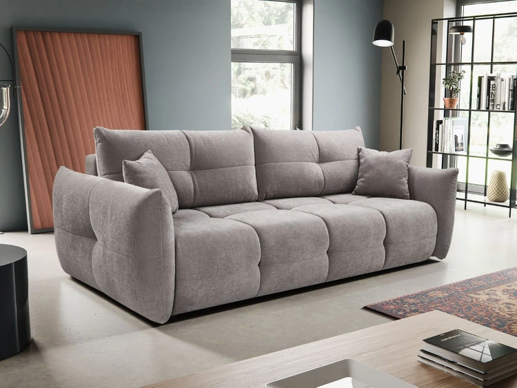 Kanapa z funkcją spania i pojemnikiem na pościel Bene Szara