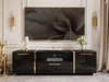 Szafka RTV w stylu glamour dwudrzwiowa z szufladą Lunelie czarny połysk