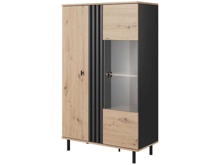 Witryna stojąca do salonu Malone Dąb Artisan, Antracyt