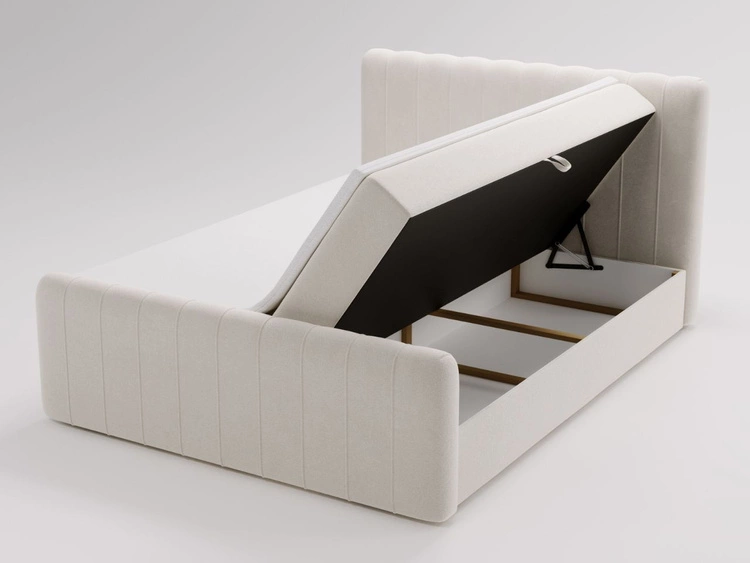 Łóżko kontynentalne z pojemnikiem na pościel 160x200 Osteno Kremowe