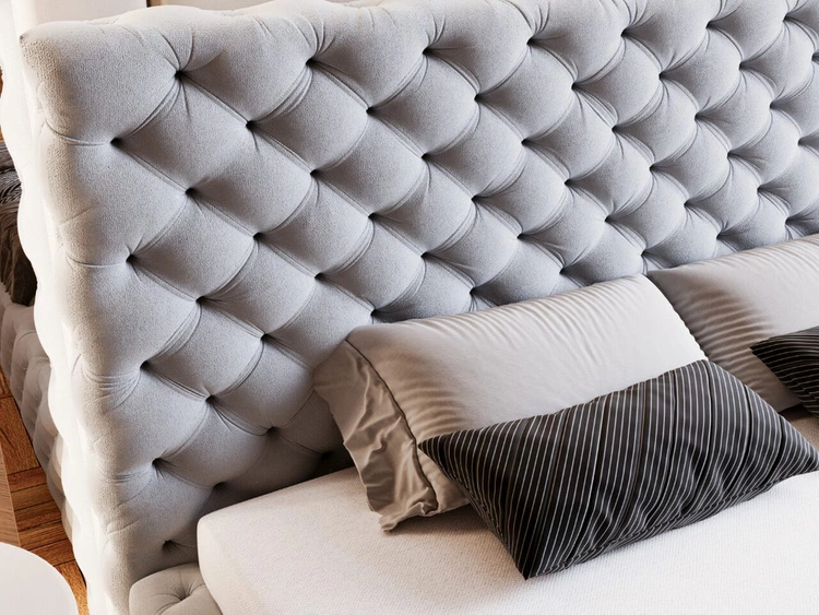 Łóżko tapicerowane z pojemnikiem i stelażem 200x200 Astra Szary