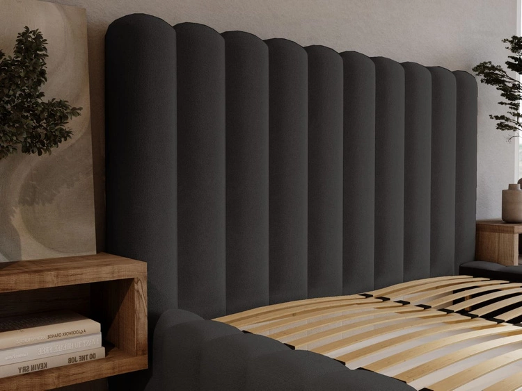 Łóżko tapicerowane z pojemnikiem i stelażem 140x200 cm Rotto Czarne