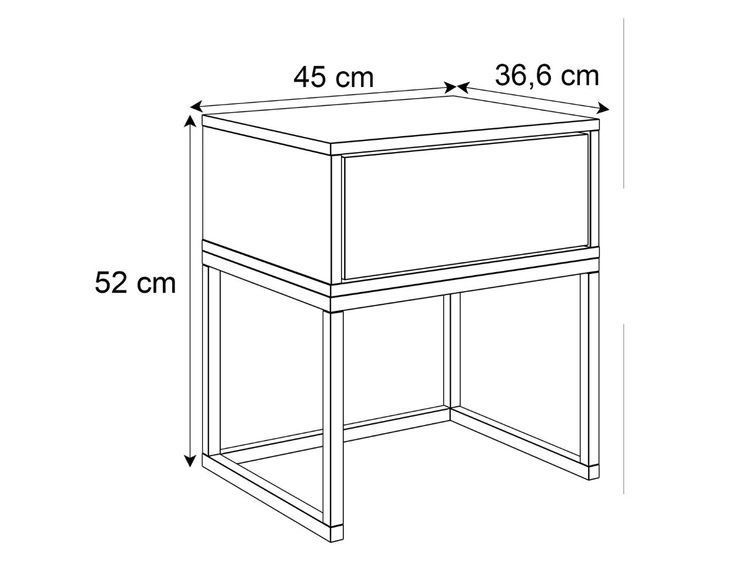 Stolik nocny glamour z szufladą i złotymi nogami Brisa biały połysk