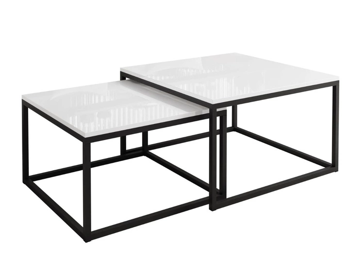 Stolik kawowy na czarnym stelażu Asumi Biały Połysk 36x42