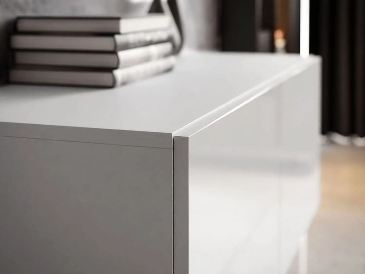 Wisząca szafka RTV pod telewizor z drzwiczkami 100 cm Nodoo Biały połysk