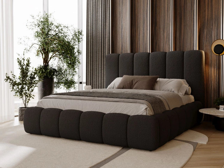 Łóżko tapicerowane z pojemnikiem i stelażem 160x200 Imperial Czarne