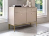 Komoda z drzwiami i szufladami na złotych nóżkach 104 cm Amor Beż piaskowy