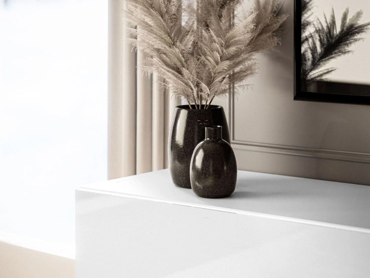 Szafka RTV do salonu 180 cm ze złotymi metalowymi nóżkami i oświetleniem LED Aurelie Biały połysk