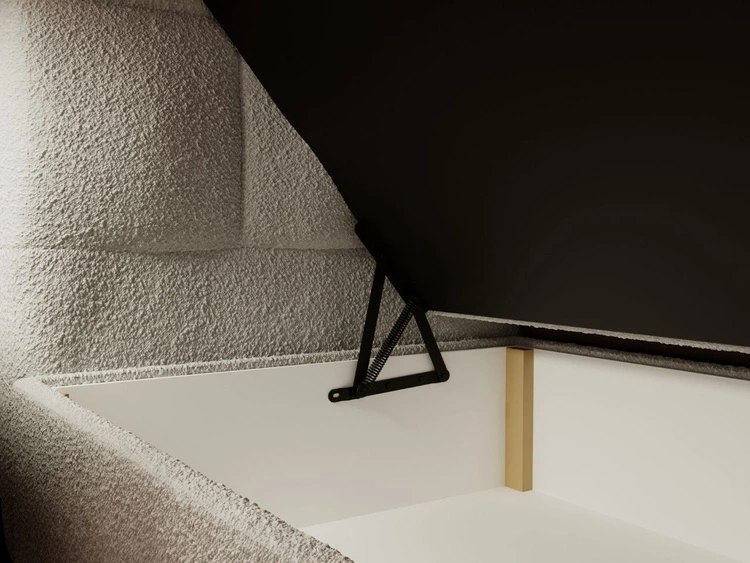 Łóżko kontynentalne z pojemnikiem na pościel 140x200 Alicante w tkaninie bouclé Szare