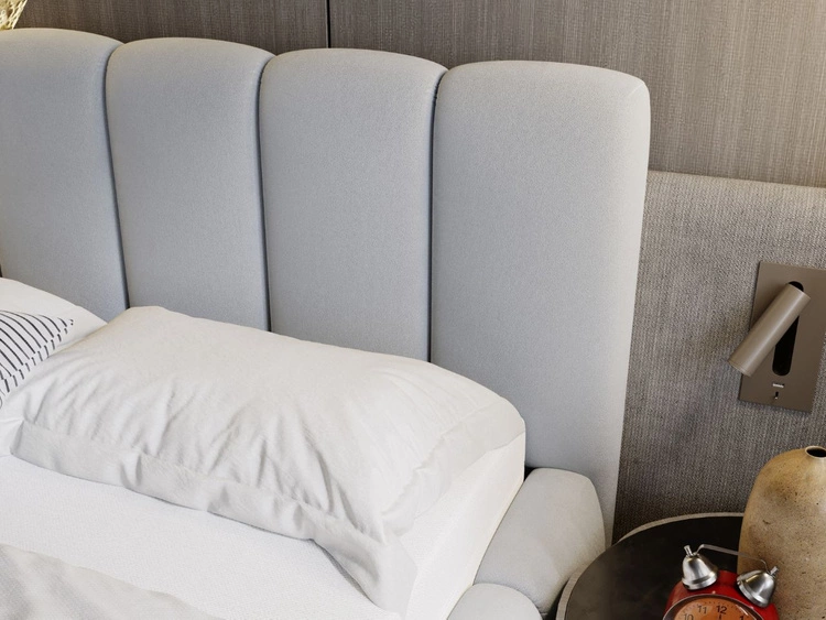 Łóżko tapicerowane bez pojemnika ze stelażem 140x200 Cloud Jasny szary