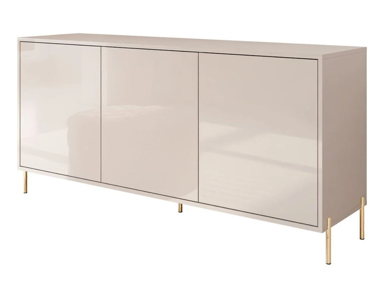 Trzydrzwiowa komoda 154 cm na złotych nogach Vivance kaszmir połysk