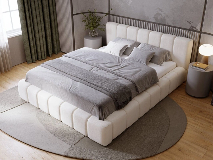 Łóżko tapicerowane z pojemnikiem i stelażem 180x200 Orio Beżowy