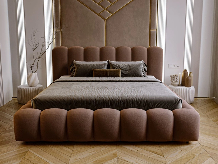 Łóżko tapicerowane z pojemnikiem i stelażem 120x200 Averia brązowy