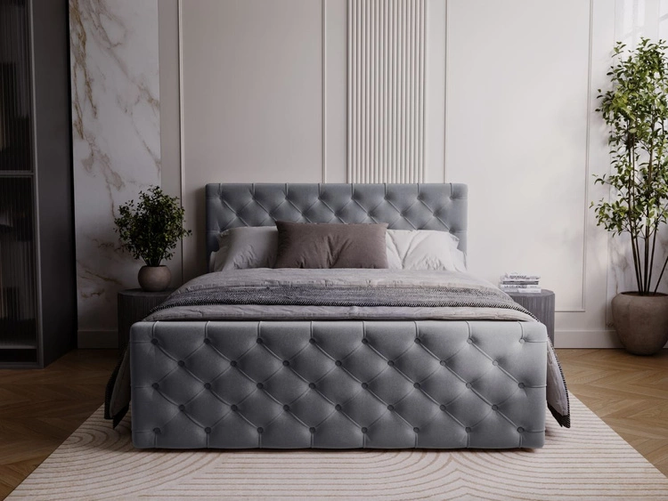 Łóżko kontynentalne z pojemnikiem na pościel 180x200 Montego Szare