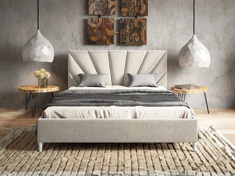 Łóżko tapicerowane ze stelażem 140x200 Fuzi beżowe