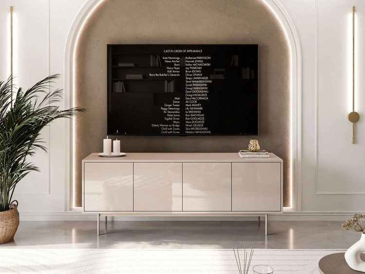 Szafka RTV glamour pod telewizor z drzwiczkami na kaszmirowych nogach Vivance Kaszmir połysk